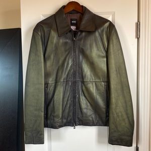Hugo boss leather bomber jacket
